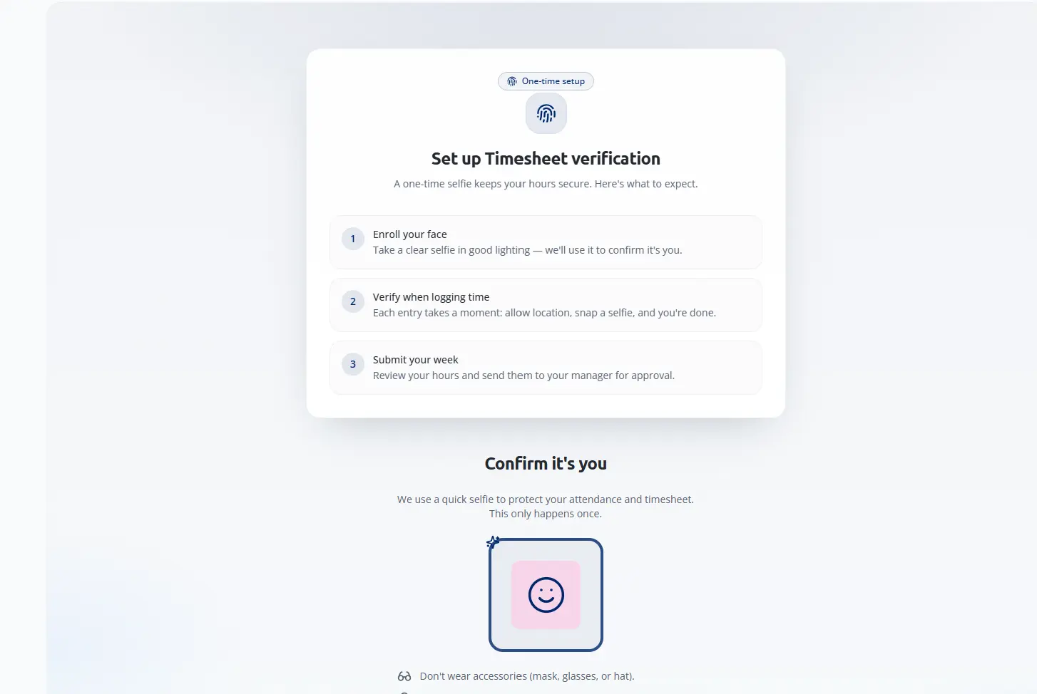 AlloraHR time-clock setup with identity verification